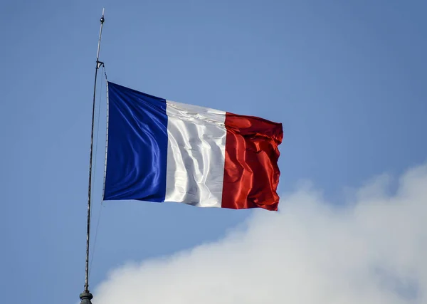 Flag France Waiving Sky Windy Day — Stock Photo, Image