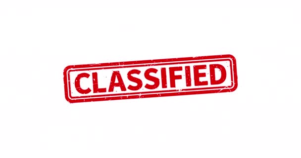 Красная Печать Словом Classified Перемещающимся Рамку Белом Зеленом Фоне Плюс — стоковое видео