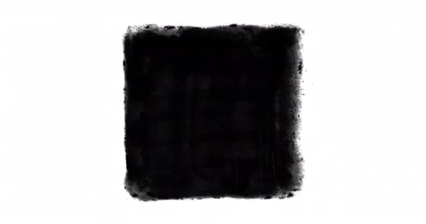 Grunge Negro Pintado Cuadrado Sobre Fondo Blanco Animación Cuadro Por — Vídeo de stock