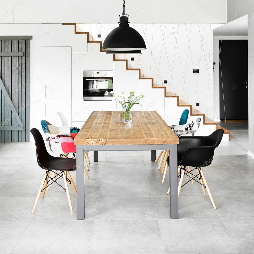 modern dining room with dining table