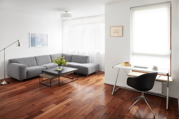Modern oturma odası, İskandinav iç mekanı. — Stok fotoğraf