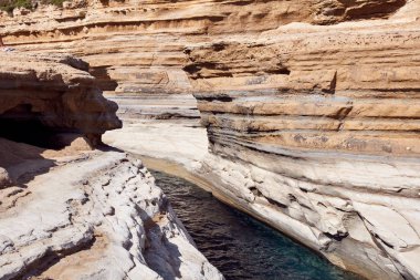 Sidari, Korfu, Yunanistan. Sidari 'deki Kanal D' Amour 'un kaya oluşumu. Aşk Kanalı.