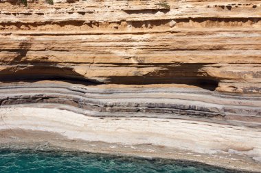 Sidari, Korfu, Yunanistan. Sidari 'deki Kanal D' Amour 'un kaya oluşumu. Aşk Kanalı.