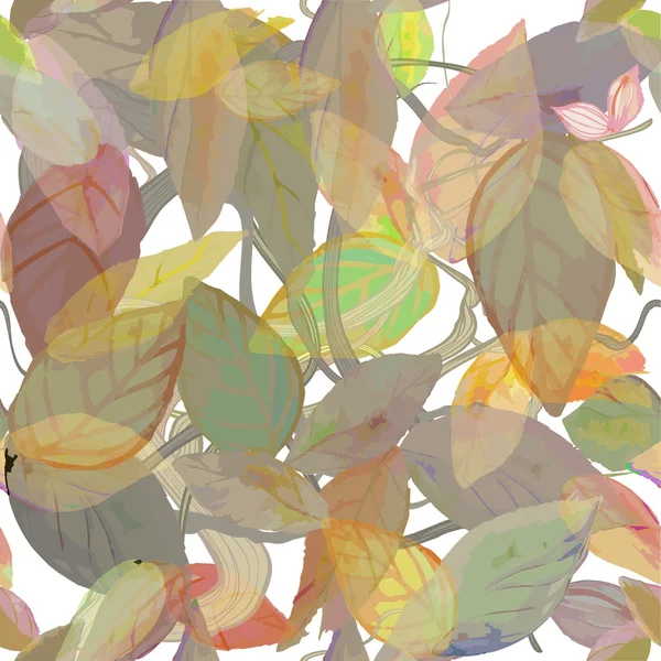 Seamless vector background with watercolor leaves — Stock Vector