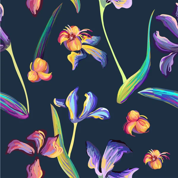 Van Gogh iris flowers — Stok Vektör