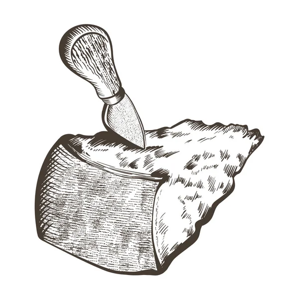 Fromage parmesan au couteau — Image vectorielle