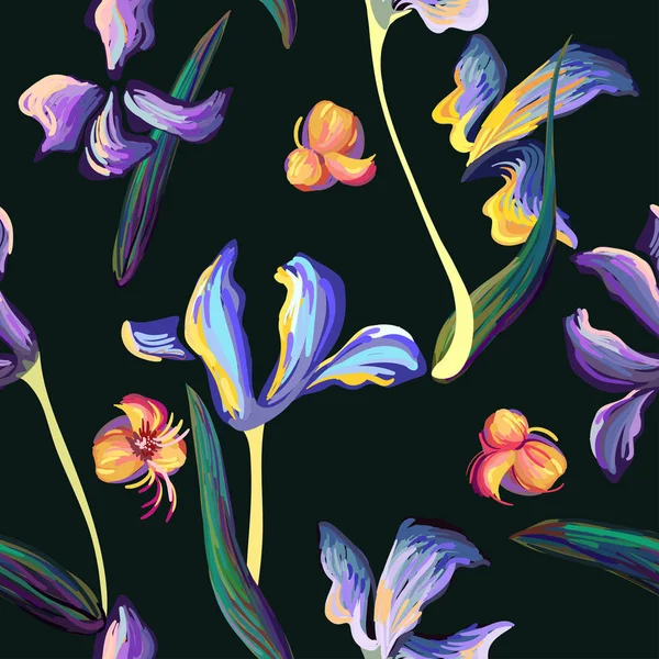 Van Gogh iris flowers — Stok Vektör