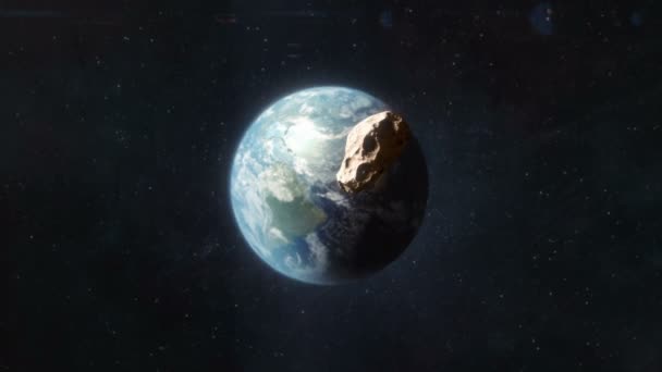 Asteroid nähert sich dem Planeten Erde — Stockvideo