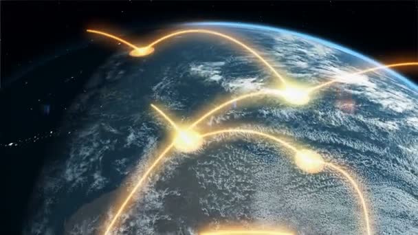 Küresel iş ve iletişim ağı turuncu — Stok video