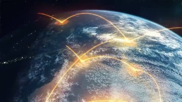 Globale vernetzte Erde Orange HD — Stockvideo