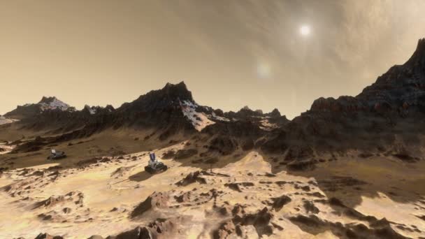 Mars etablering skott med rovers — Stockvideo