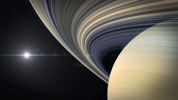 Sonda kosmiczna zbliża się do Saturna — Wideo stockowe