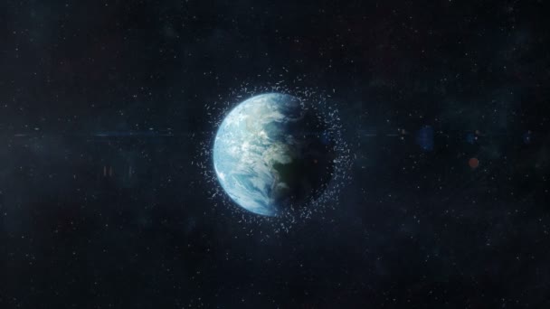 Космічне сміття на орбіті Землі — стокове відео