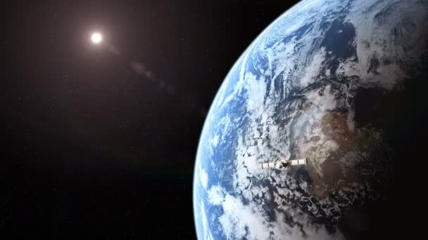 Raumschiff verlässt die Erde — Stockvideo