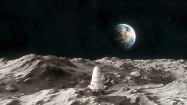 Rymdskepp på månens yta — Stockvideo