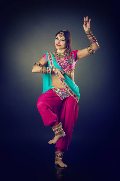 dancing woman in indian dress
