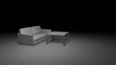 Animasyon mobilya döndürme kanepe, masa ve sandalyeler