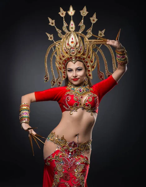 Menina Traje Nacional Tailândia — Fotografia de Stock