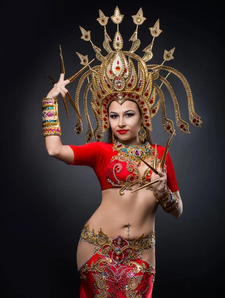 Girl National Costume Thailand — Stock Photo, Image