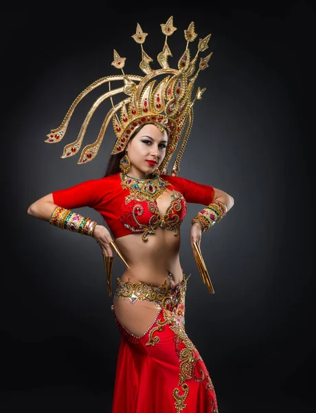 Tańce Etniczne Tajlandii Dziewczyna Taniec — Zdjęcie stockowe