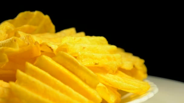 Läckra Chips Rotera Tallrik — Stockvideo