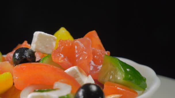 Salad Vegetables Olives Cheese — Stock Video
