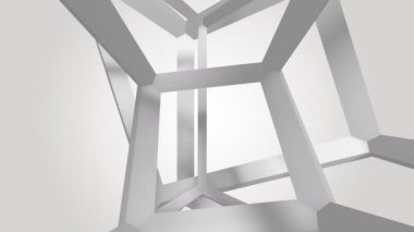 Beyaz zemin üzerine içi boş küpler soyut döndürme