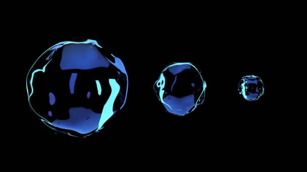 Movimiento Abstracto Fluido Espacio Ilustración Una Bola Agua — Vídeo de stock