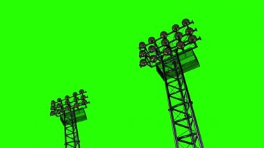Futbol stadyumları ve diğer alanlar için spot ışıklarıyla aydınlatma rafı. 3B görüntüleme