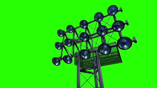 足球场和其他地方有聚光灯的照明架 3D渲染 — 图库视频影像