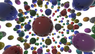 Çocuklar için 3D parlak renkli topların animasyonu. 3d illüstrasyon.