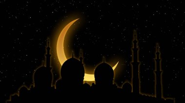 İslam 'ın, ayın ve yıldızın sembolü. Ramazan kutlaması. 3d illüstrasyon