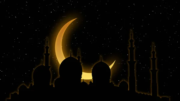 The symbol of Islam, the moon and the star. Ramadan celebration. 3d illustration