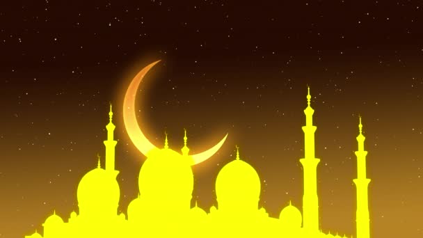 Símbolo Del Islam Luna Estrella Celebración Del Ramadán Ilustración — Vídeos de Stock