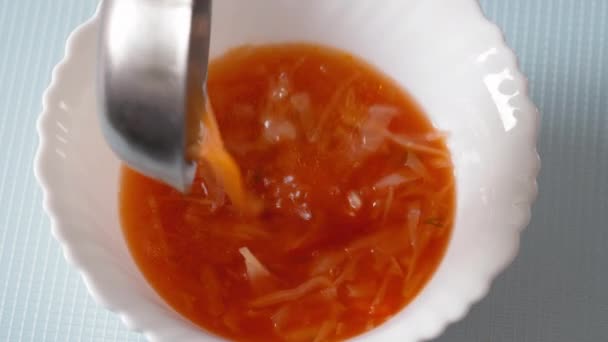 Ukrainian Russian Folk Dish Borsch National Food — Stock Video