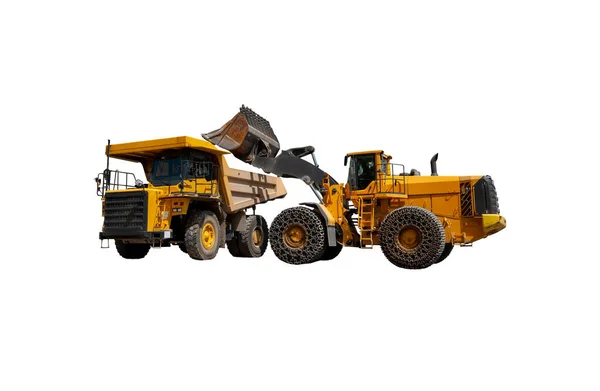 Career Workflow Mining Truck Excavator Career Bulldozer Extraction Bowels Earth — Stock Photo, Image