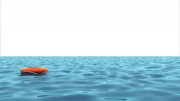 救生圈漂浮在海面上 3D动画空白广告 — 图库视频影像