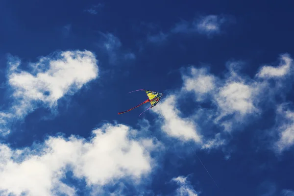 Bunte Drachen fliegen in den Himmel — Stockfoto