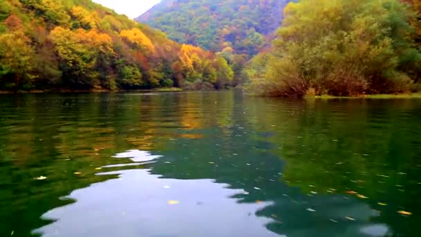 Bella vista sul paesaggio dalla barca sul fiume — Video Stock