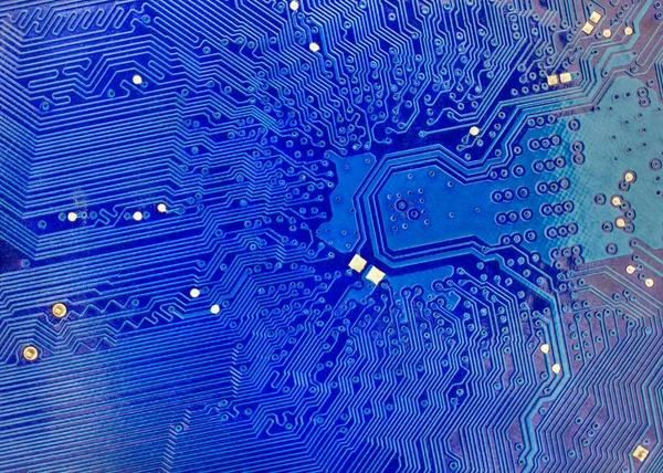 Mavi bilgisayar anakart ile teknolojik arka plan — Stok fotoğraf