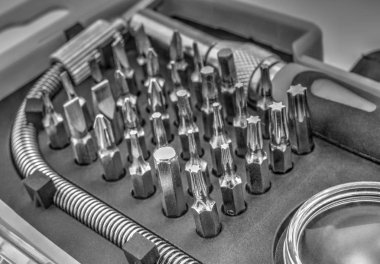 Siyah-Beyaz mekanik bit araç takımı