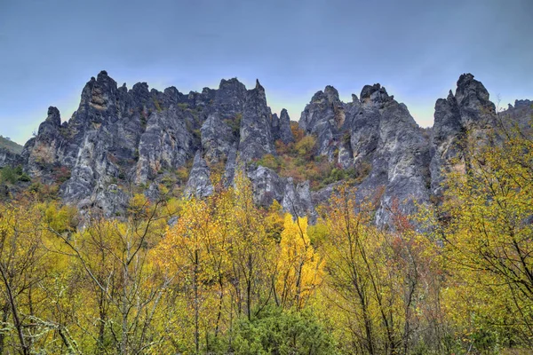 Paisaje en la montaña con colorido bosque otoñal — Foto de Stock