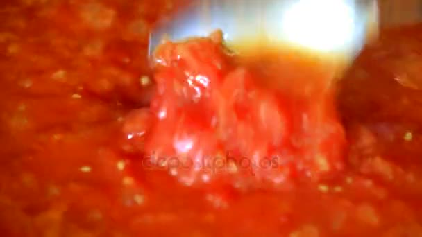 Cooking delicious tomato sauce — Stock Video