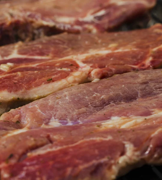 Baking Fresh Meat Grill Closeup — Stock Photo, Image