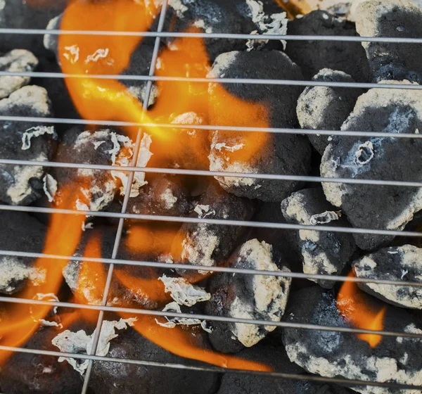 Burning Flames Barbecue Closeup — Stock Photo, Image