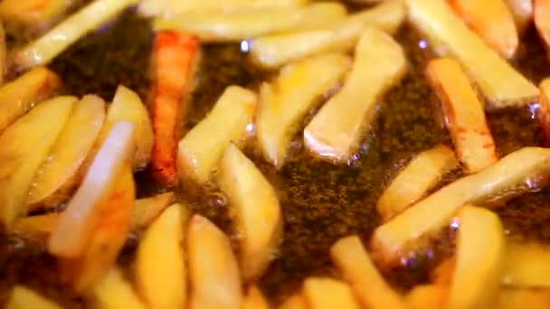 Cuisson Délicieuses Pommes Terre Frites Gros Plan — Video