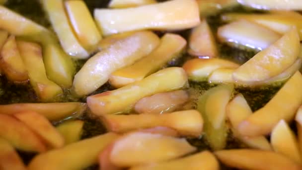 おいしい料理揚げジャガイモのクローズ アップ — ストック動画