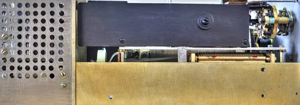Amplificador Potencia Alta Frecuencia Con Tubos Vacío Vista Cerca — Foto de Stock