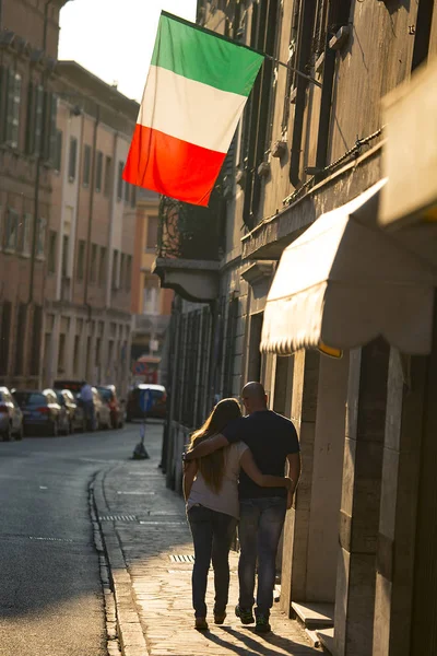 Italian flag  in the street — Stock Photo, Image
