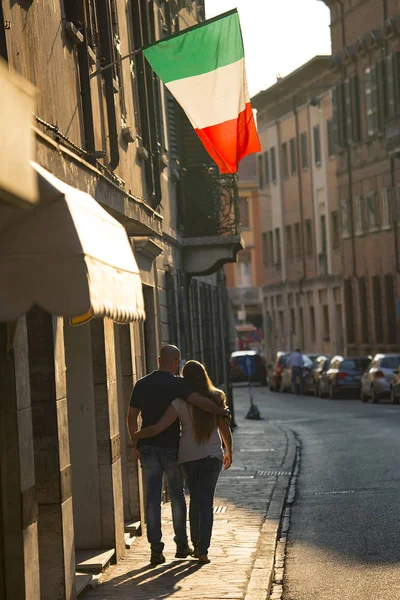 Italian flag in the street — Stock Photo, Image